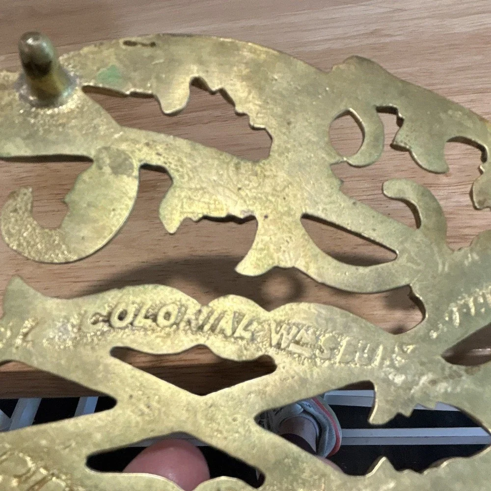 Vintage 1950 Colonial Williamsburg Cypher Brass Trivet